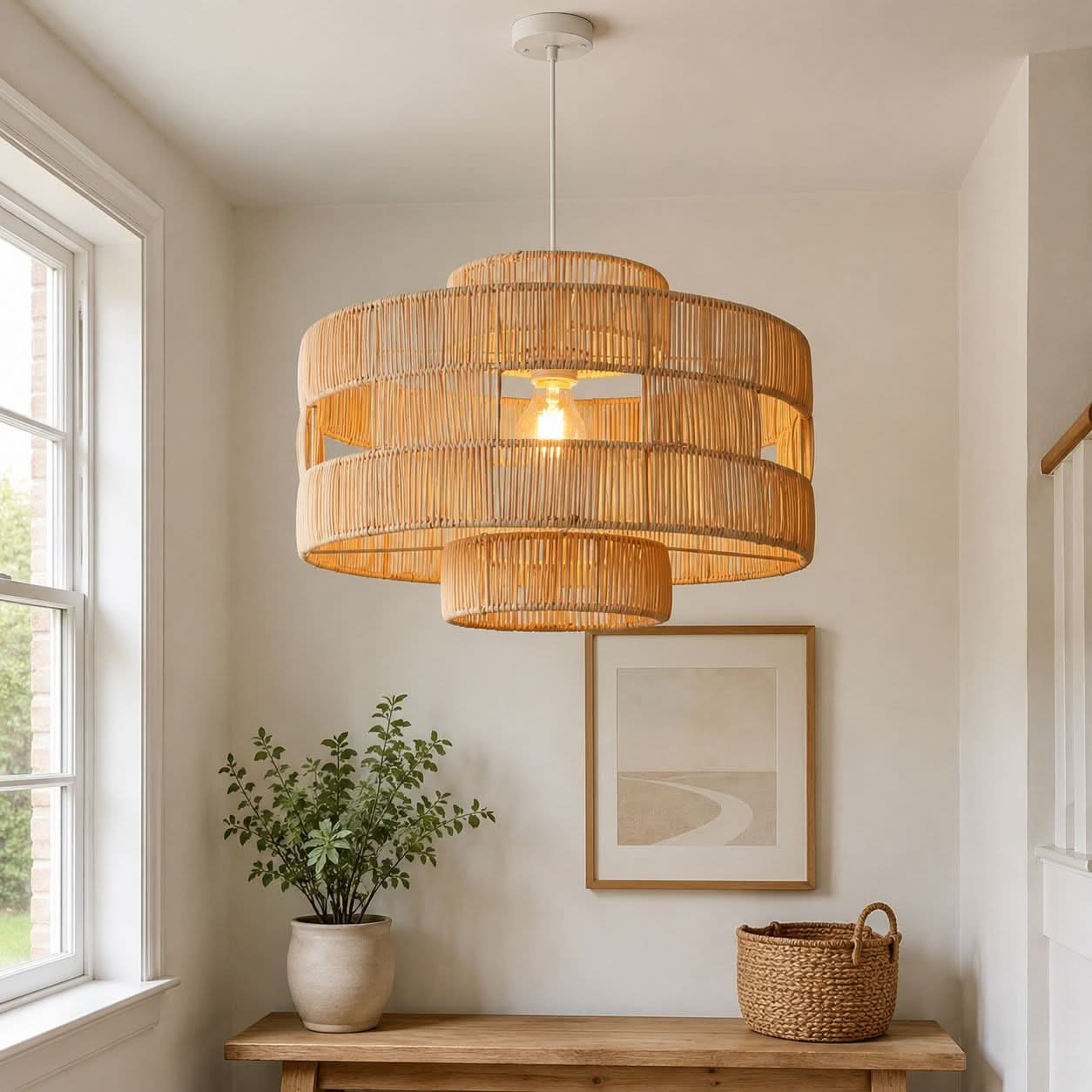 Lightsin Handcrafted Rattan Pendant Lamp for a Warm Touch