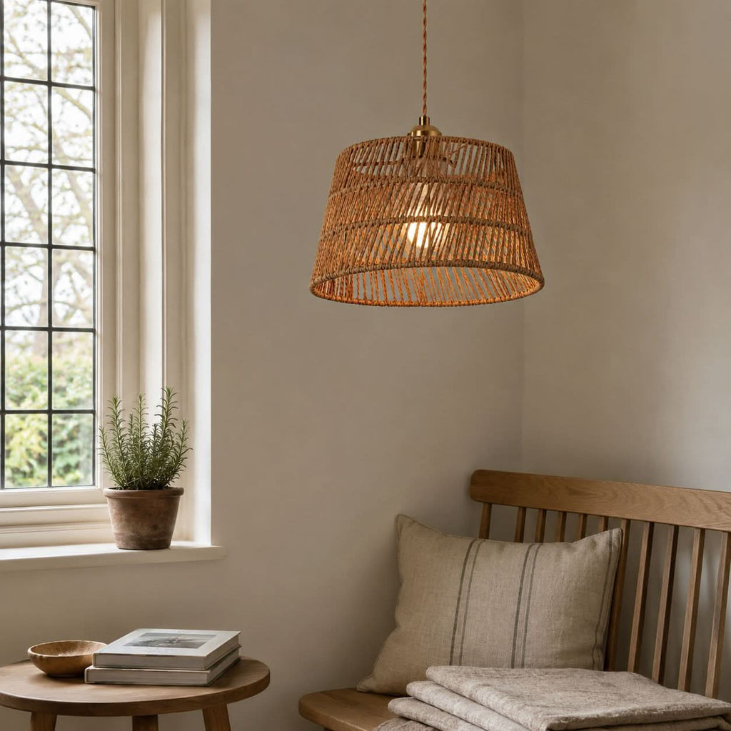 Lightsin Handcrafted Warm Rustic Paper Rope Pendant Light