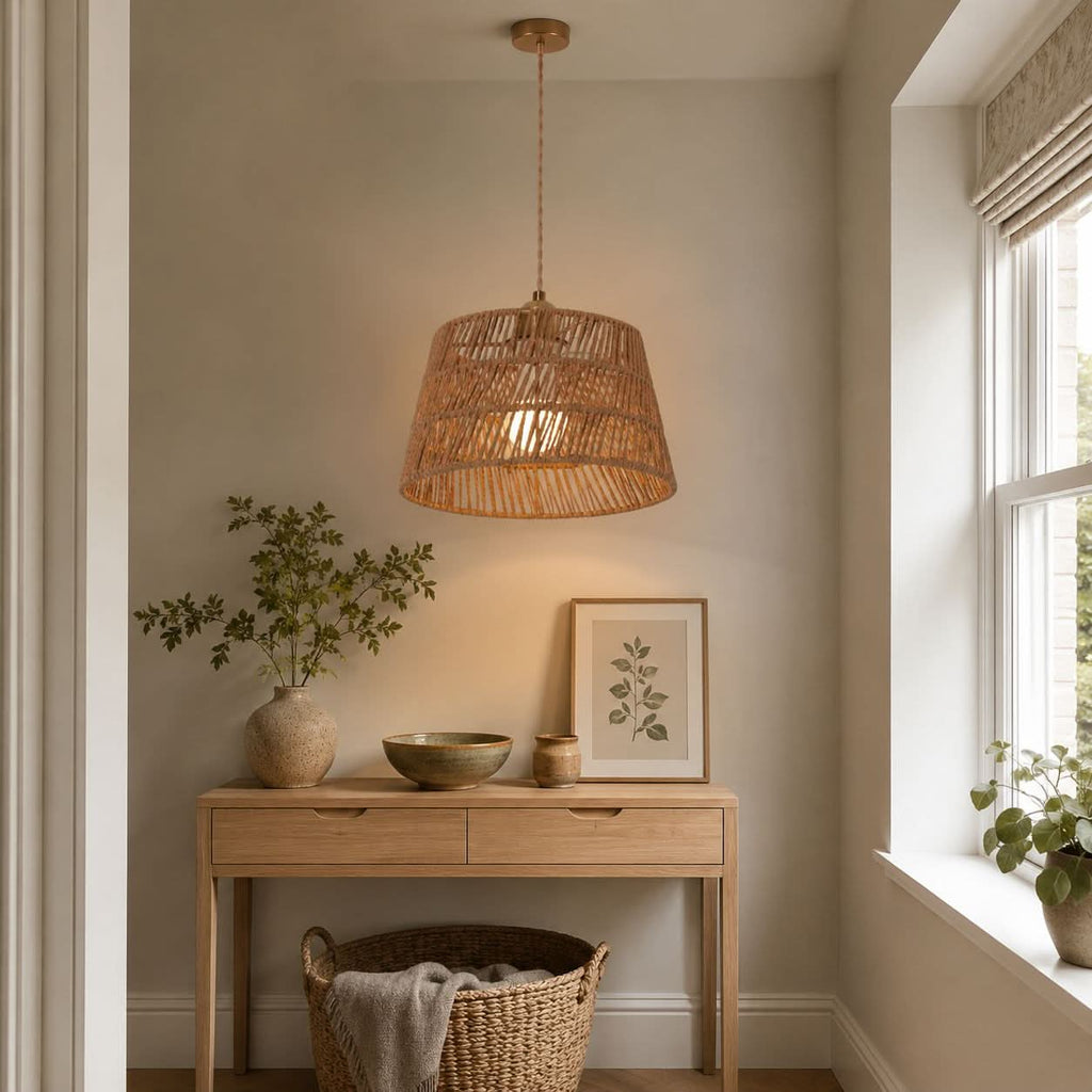 Lightsin Handcrafted Warm Rustic Paper Rope Pendant Light