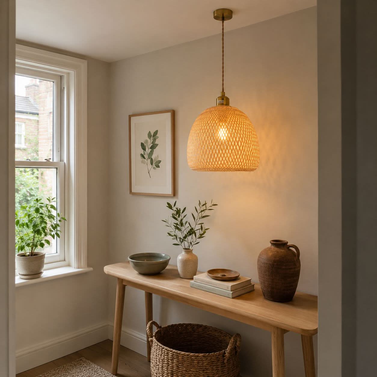 Lightsin Handwoven Bamboo Pendant Light – Natural, Eco-Friendly Lighting for Cozy Spaces