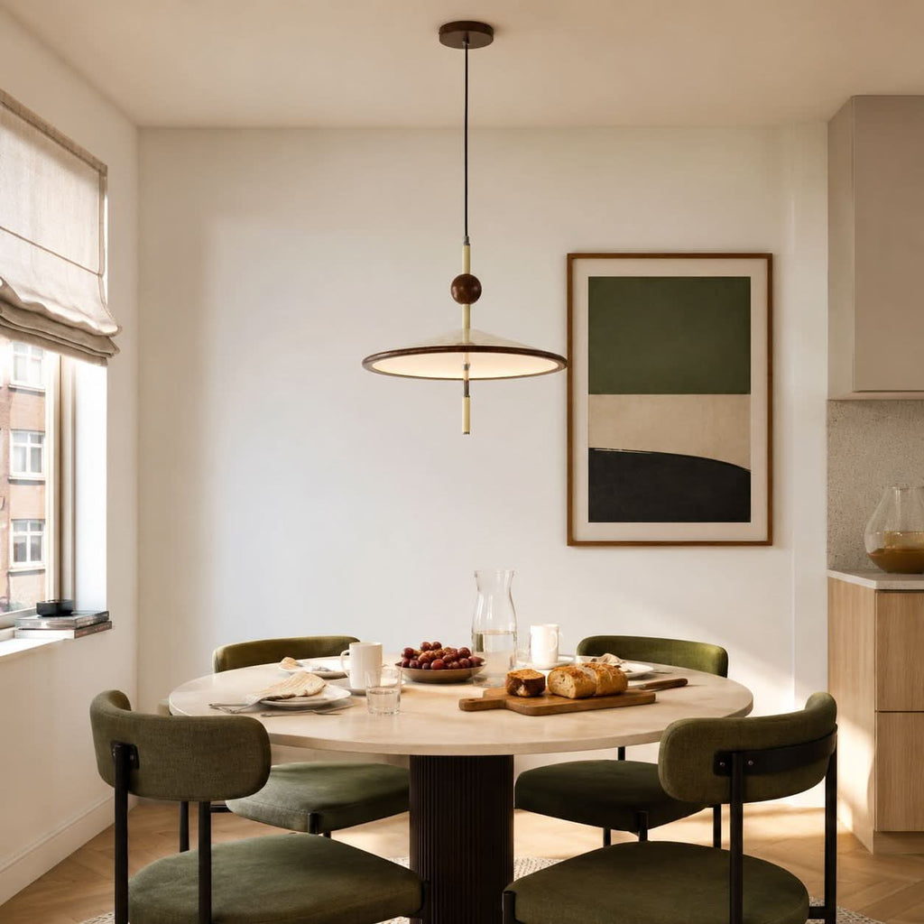 Beige Iron Pendant Light | Colour-Changing E27 Ceiling Lamp