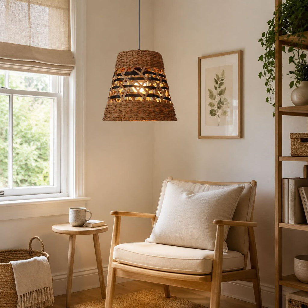 Lightsin Handwoven Paper Rope Pendant Light  Bohemian Rustic Charm