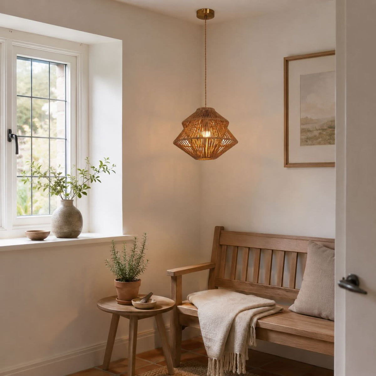 Lightsin Rustic Paper Rope Iron Pendant Light