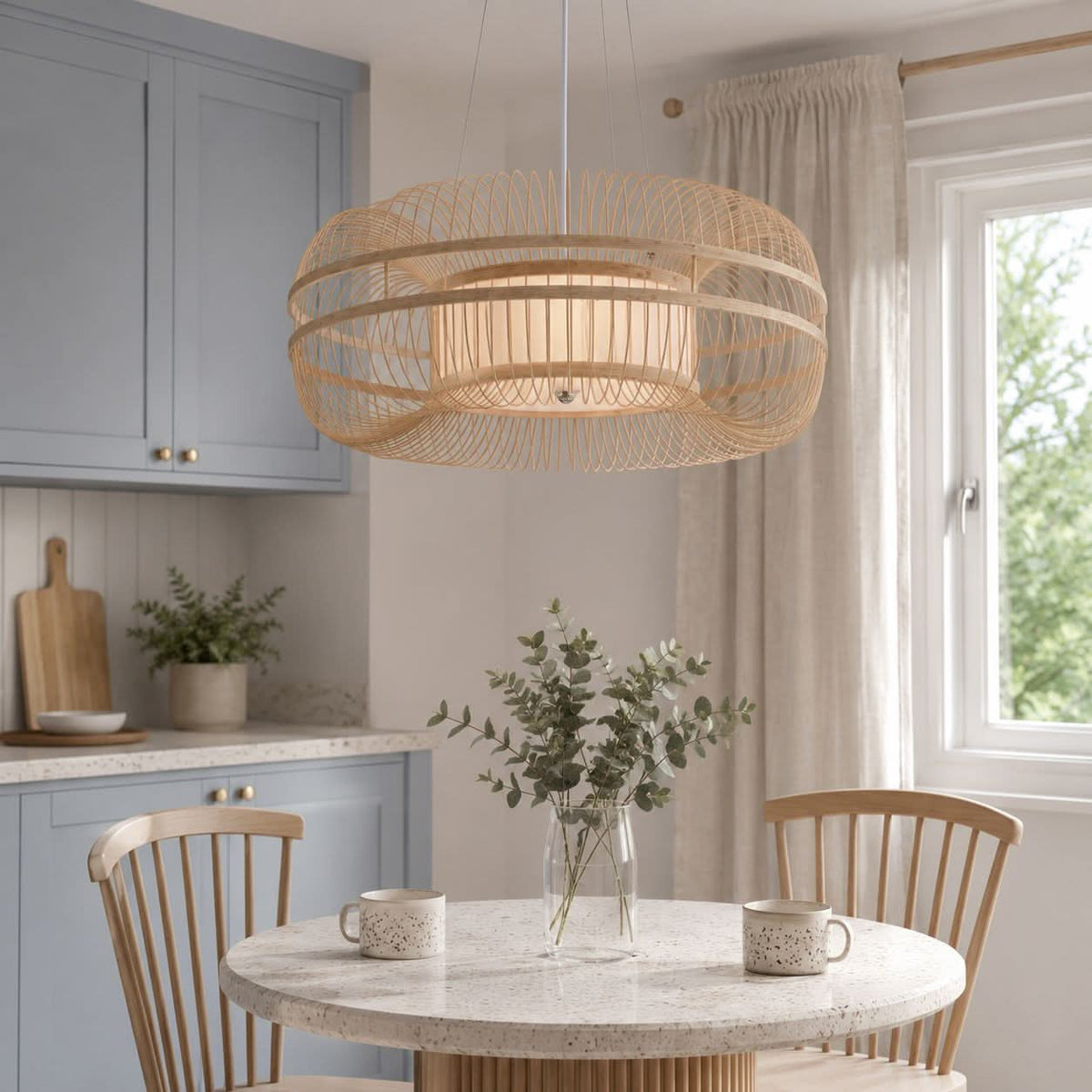 Lightsin LED Bamboo Pendant Light Drum-Shaped 45/60/70/80 Dia