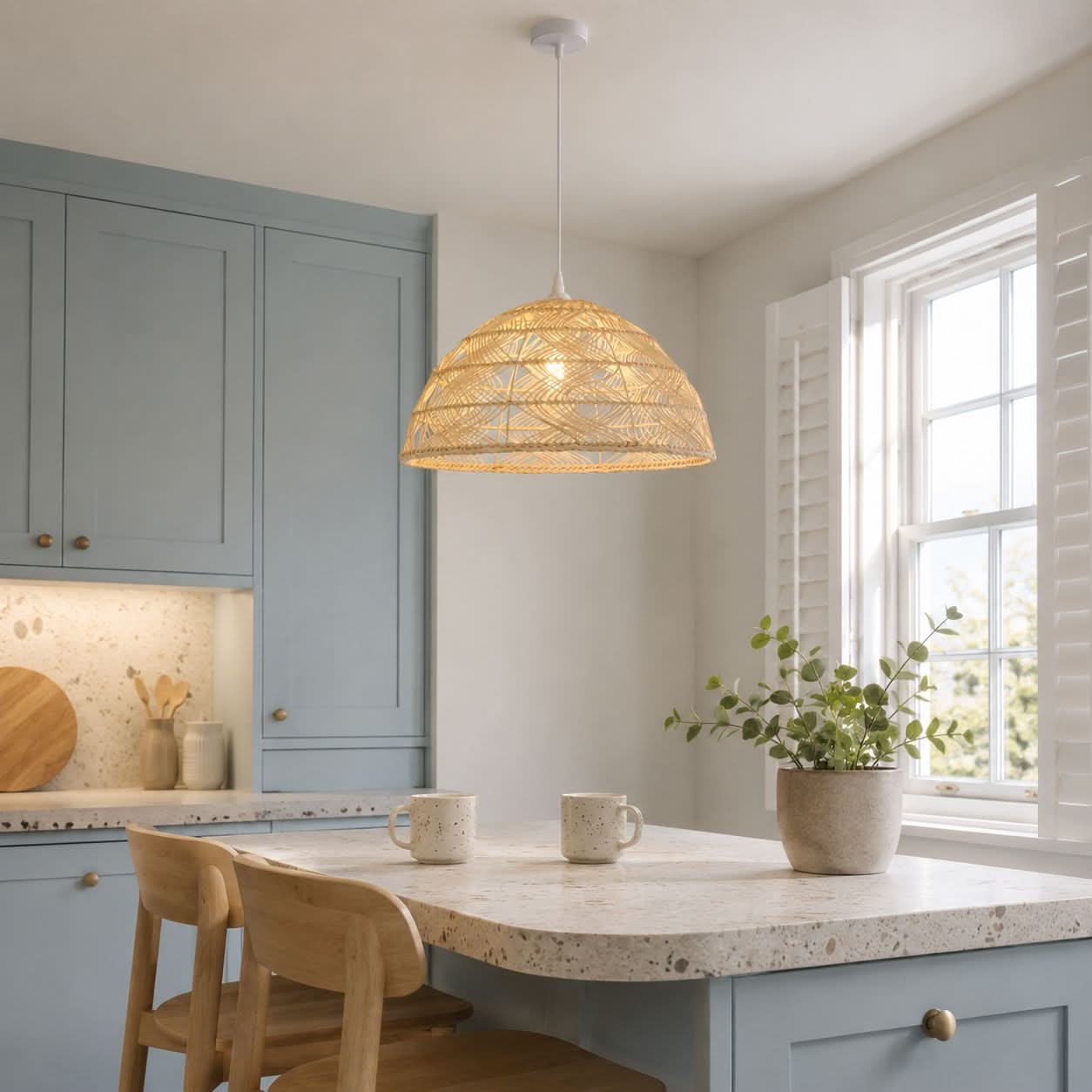 Lightsin Handwoven Rattan Dome Pendant Light for a Warm & Cozy Glow