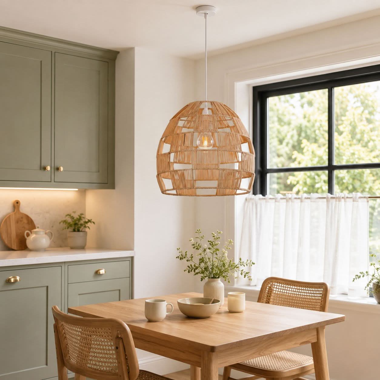Lightsin Handwoven Rattan Pendant Light for a Warm & Stylish Ambiance