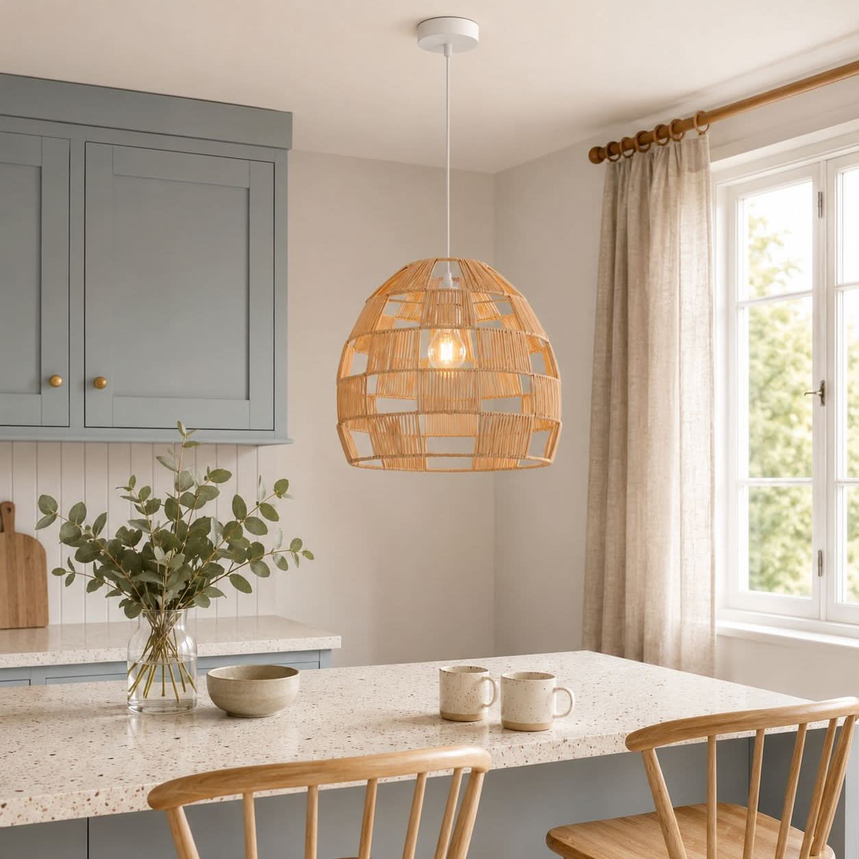 Lightsin Handwoven Rattan Pendant Light for a Warm & Stylish Ambiance