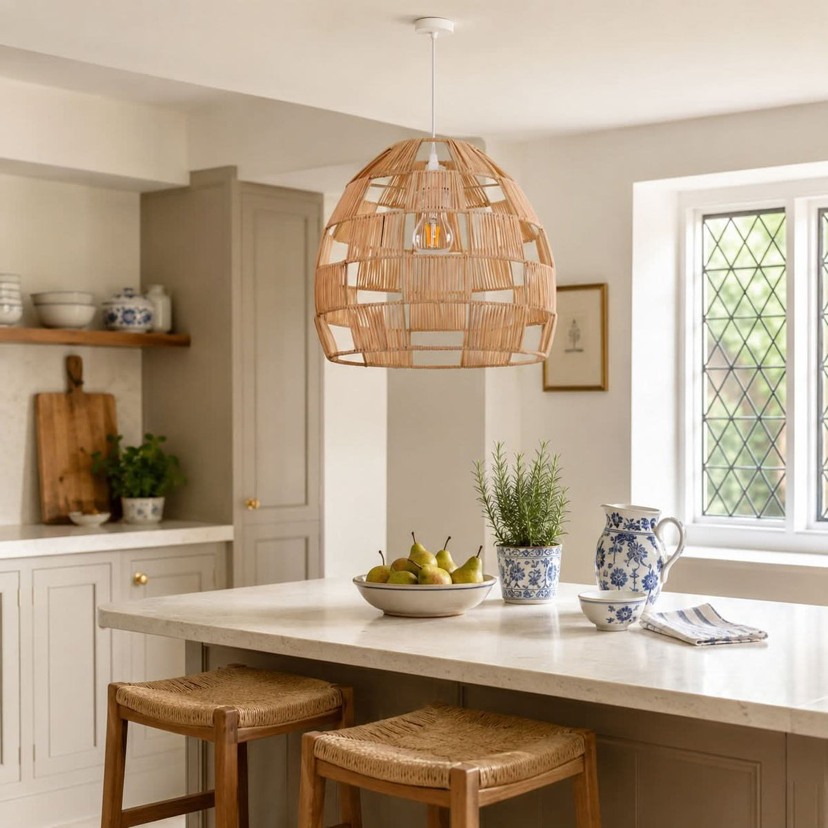 Lightsin Handwoven Rattan Pendant Light for a Warm & Stylish Ambiance