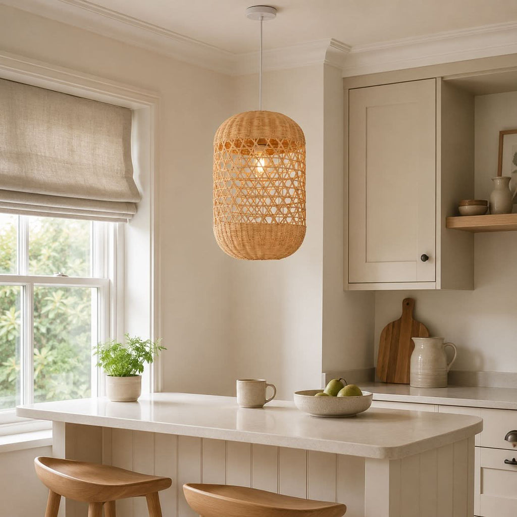 Lightsin Japanese Capsule-Shaped Rattan Pendant Light