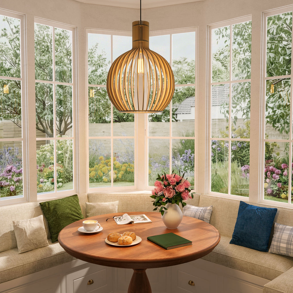 Lightsin Shadome-Scandinavian LED Wooden Birdcage Pendant Light