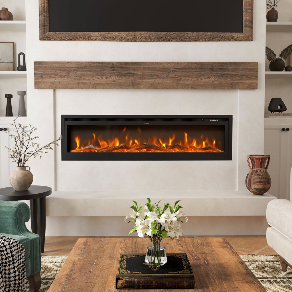 40/50/60/70/80 Inch Electric Fireplace 12 Colour LED Flame Effect Heater with Remote Control
