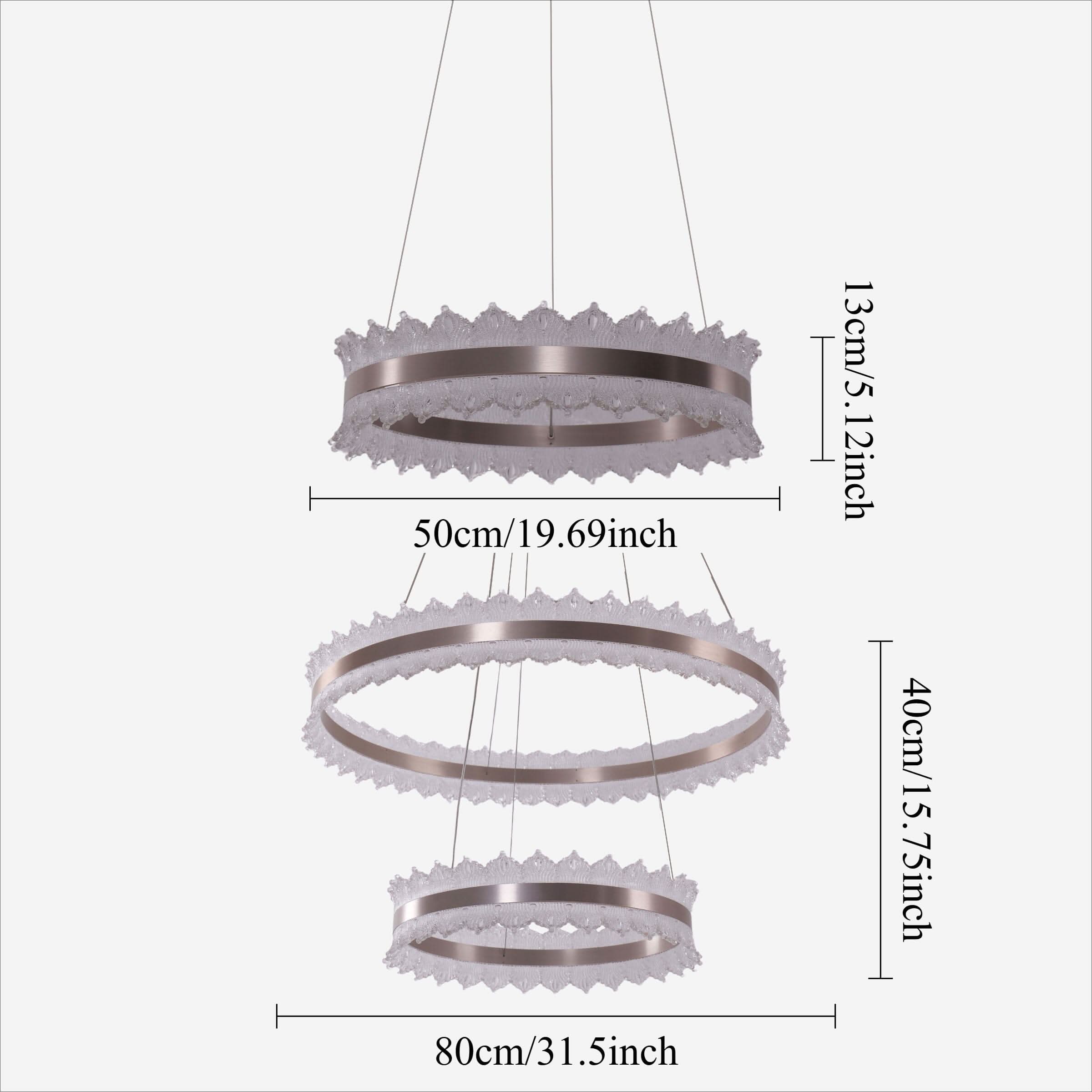Lightsin Modern Simple Dimmable Metal Ring-Shaped Pendant Light with Acrylic Ceiling Light Cover and Acrylic Lighting Panels