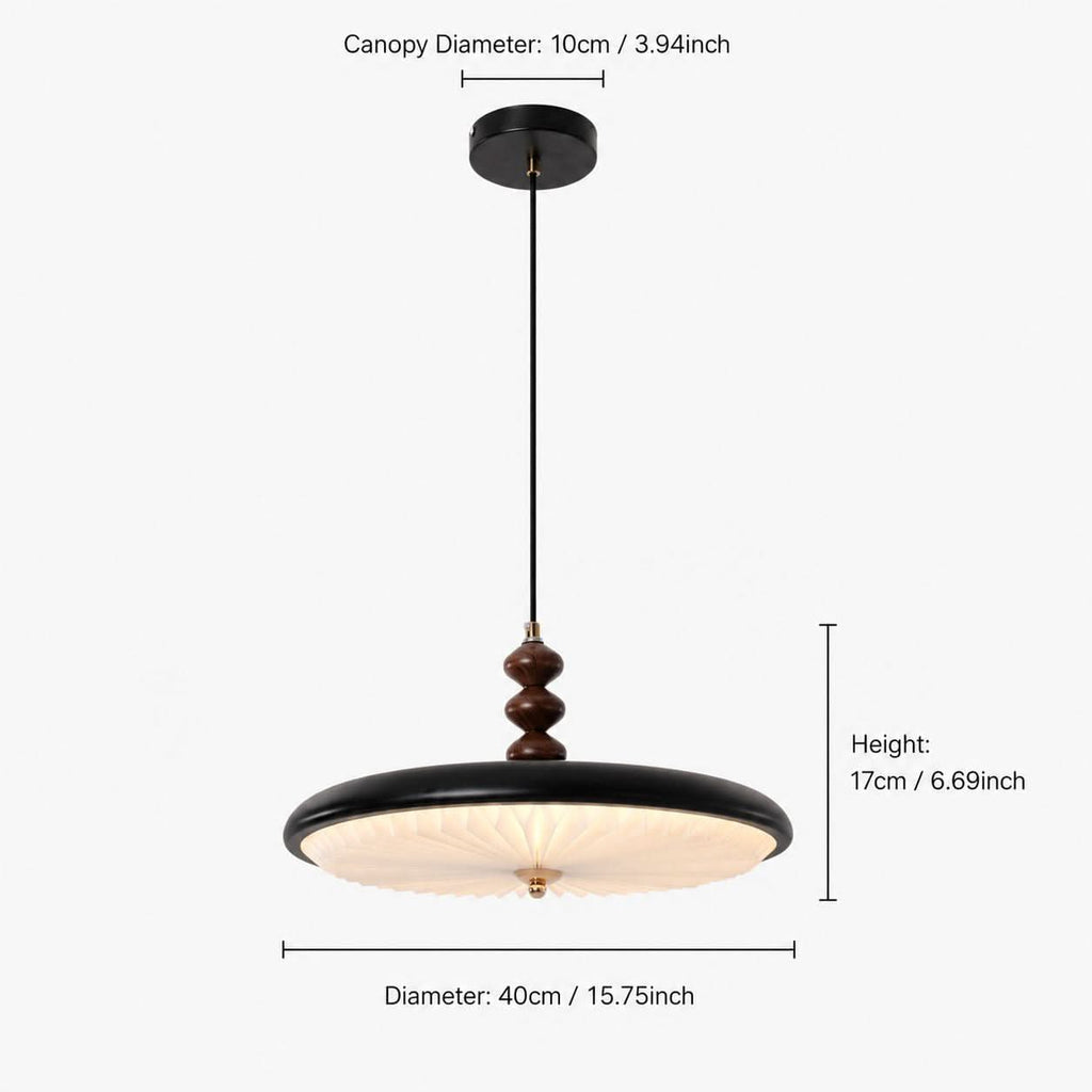 Black Pleated Pendant Light | Colour-Changing LED Ceiling Lamp