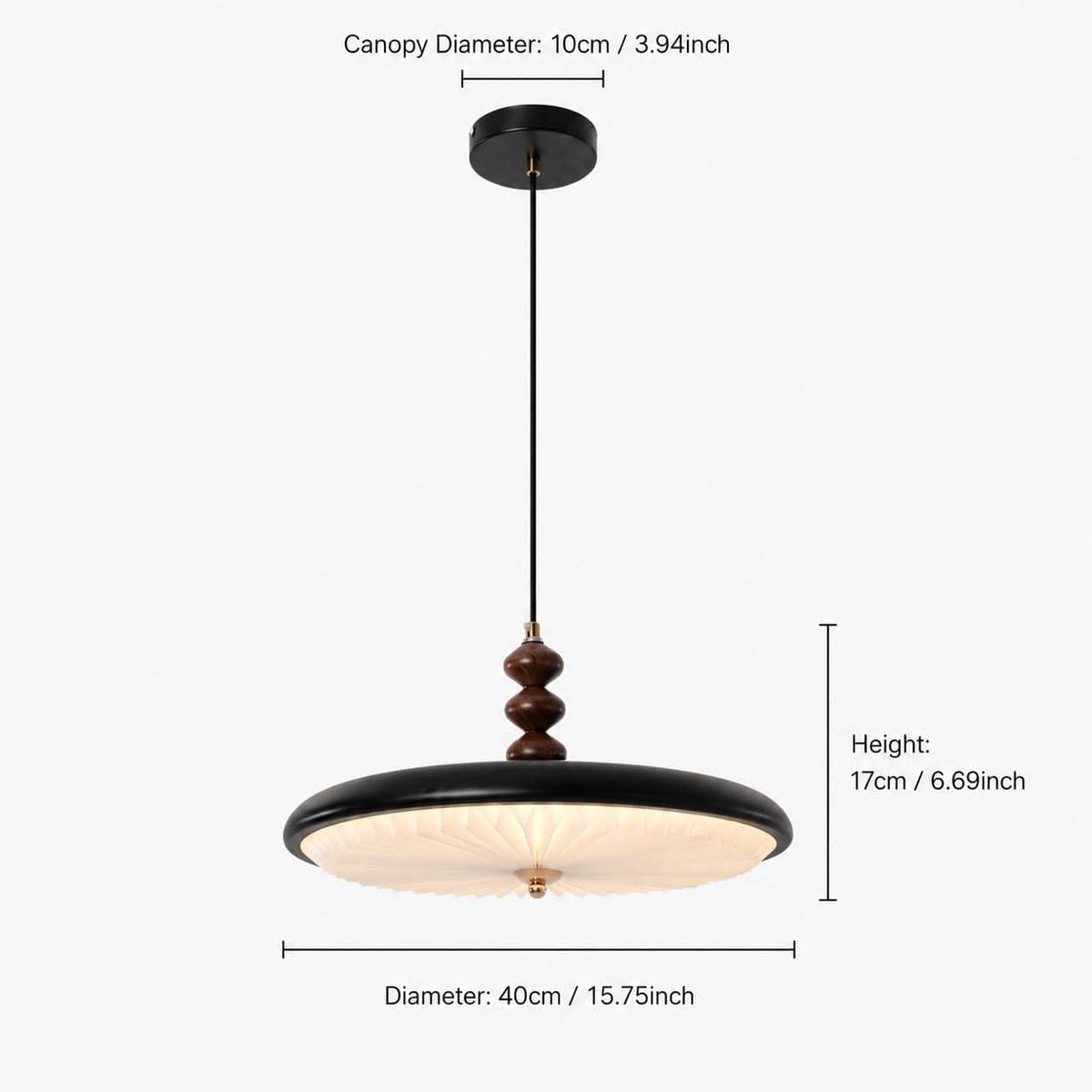 Black Pleated Pendant Light | Colour-Changing LED Ceiling Lamp