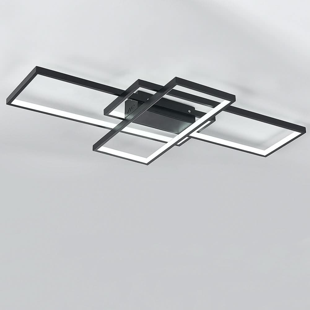 Modern LED Ceiling Light with 3 Black Rectangle Lampshades