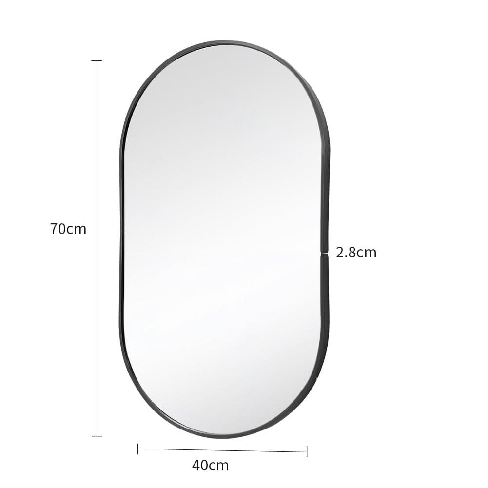 70cm Height Modern Oval Metal Bathroom Wall Mirror Black