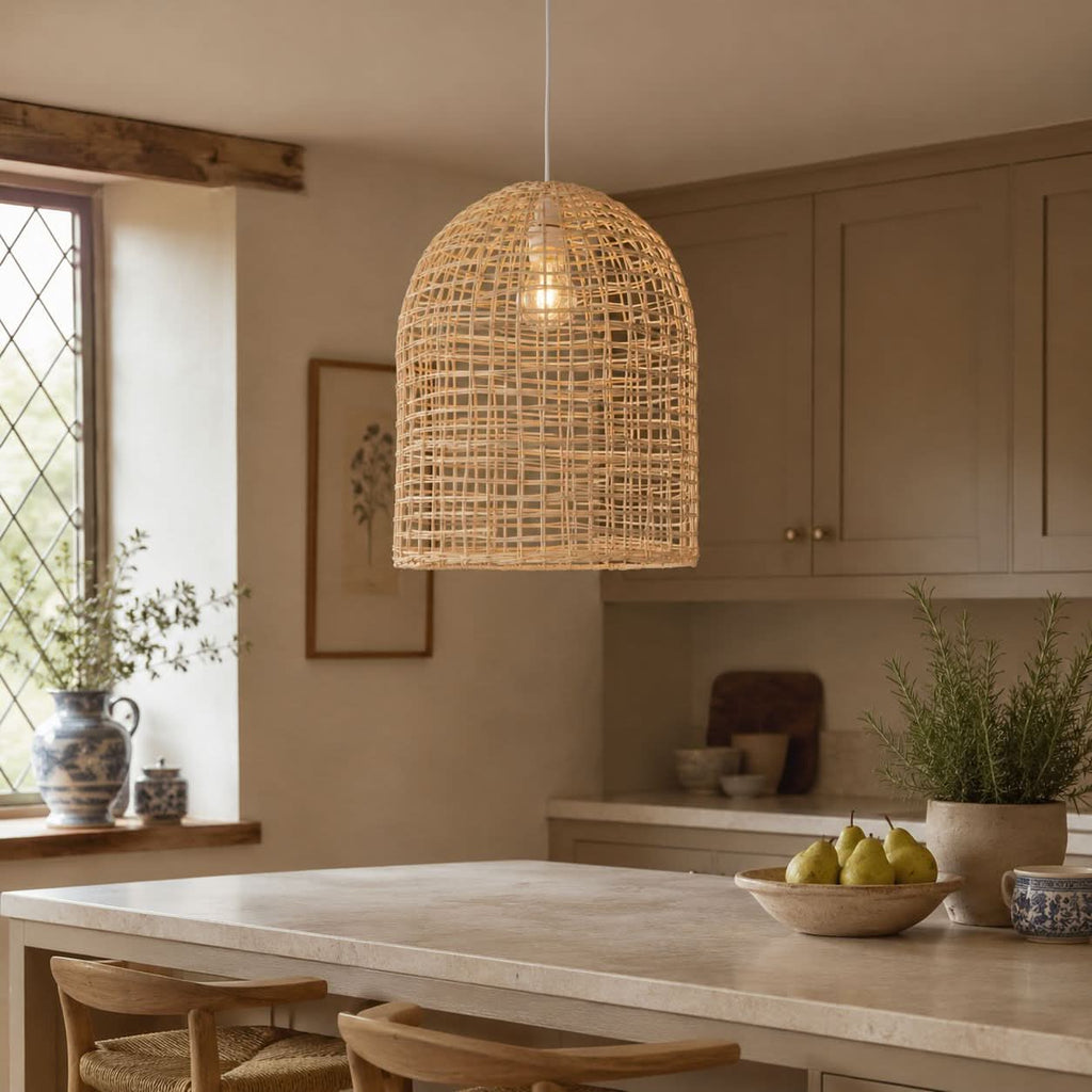 Lightsin Cella-Natural Cage Shape Rattan Pendant Light