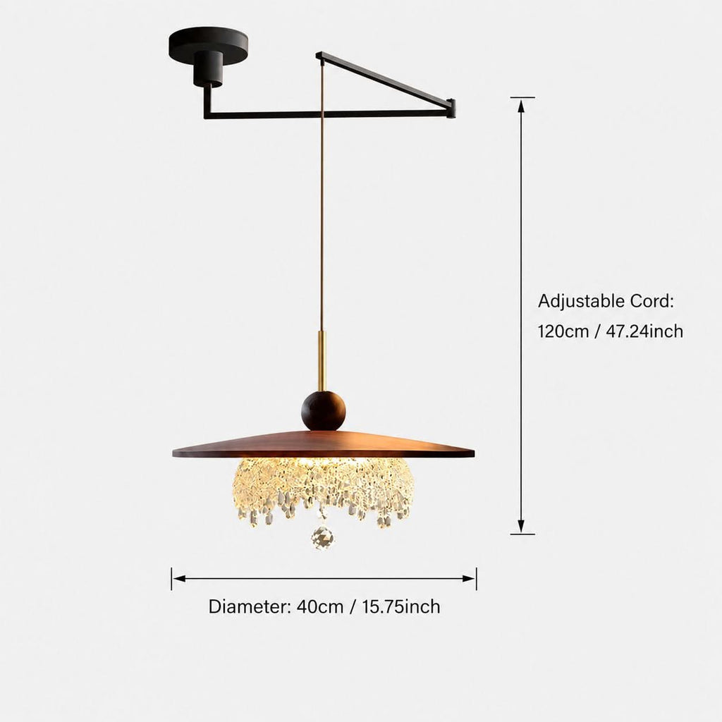 Walnut Folding Acrylic Pendant Light | Adjustable Modern Ceiling Lamp