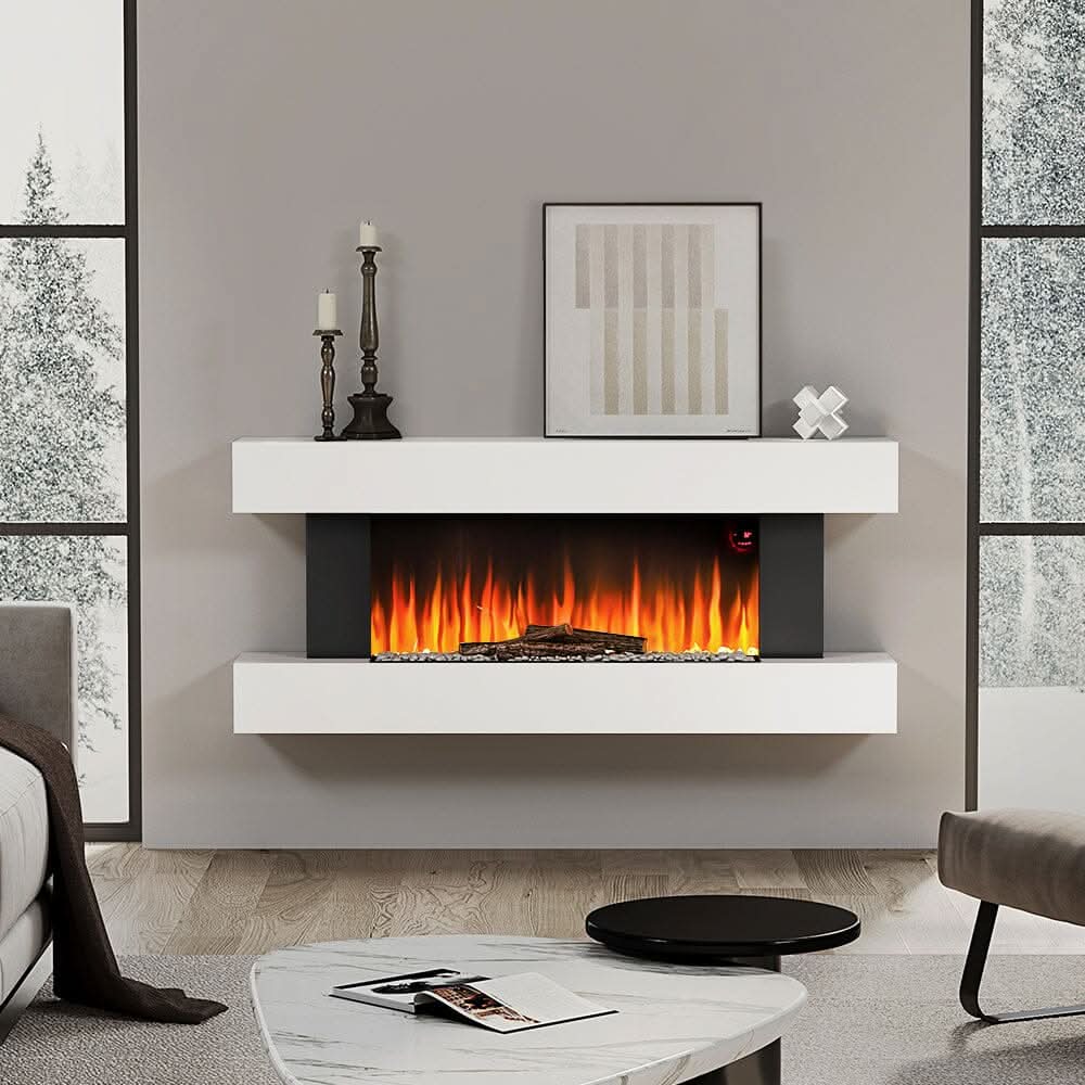 52 Inch Electric Fireplace Set 2000W Wall Mounted Heater Remote Control Fireplaces