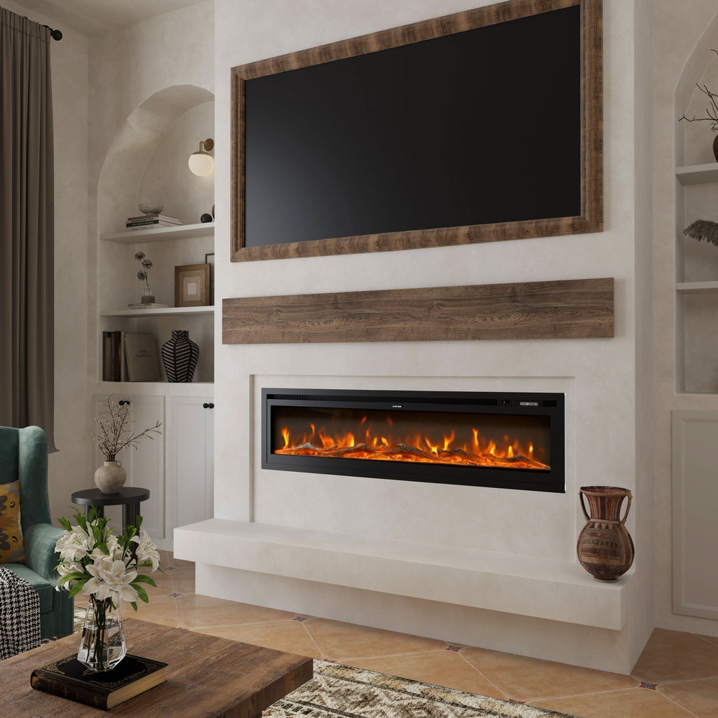 40/50/60/70/80 Inch Electric Fireplace 12 Colour LED Flame Effect Heater with Remote Control