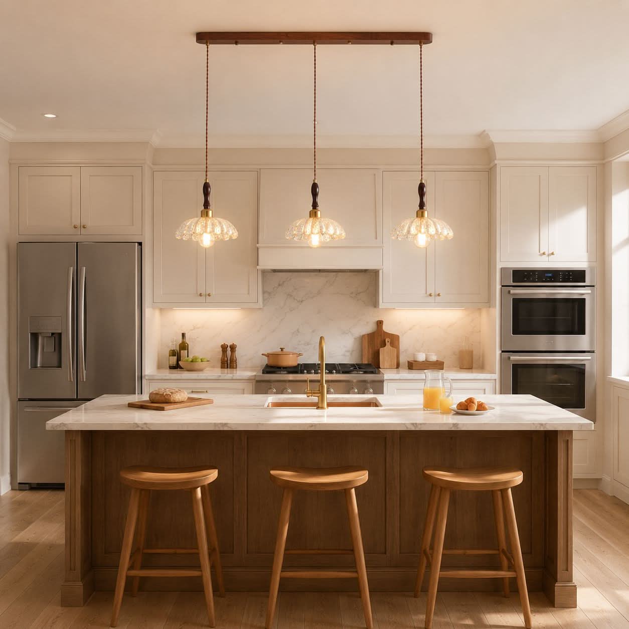 3-Light Walnut Resin Mini Pendant Light | Adjustable Bar Ceiling Lamp