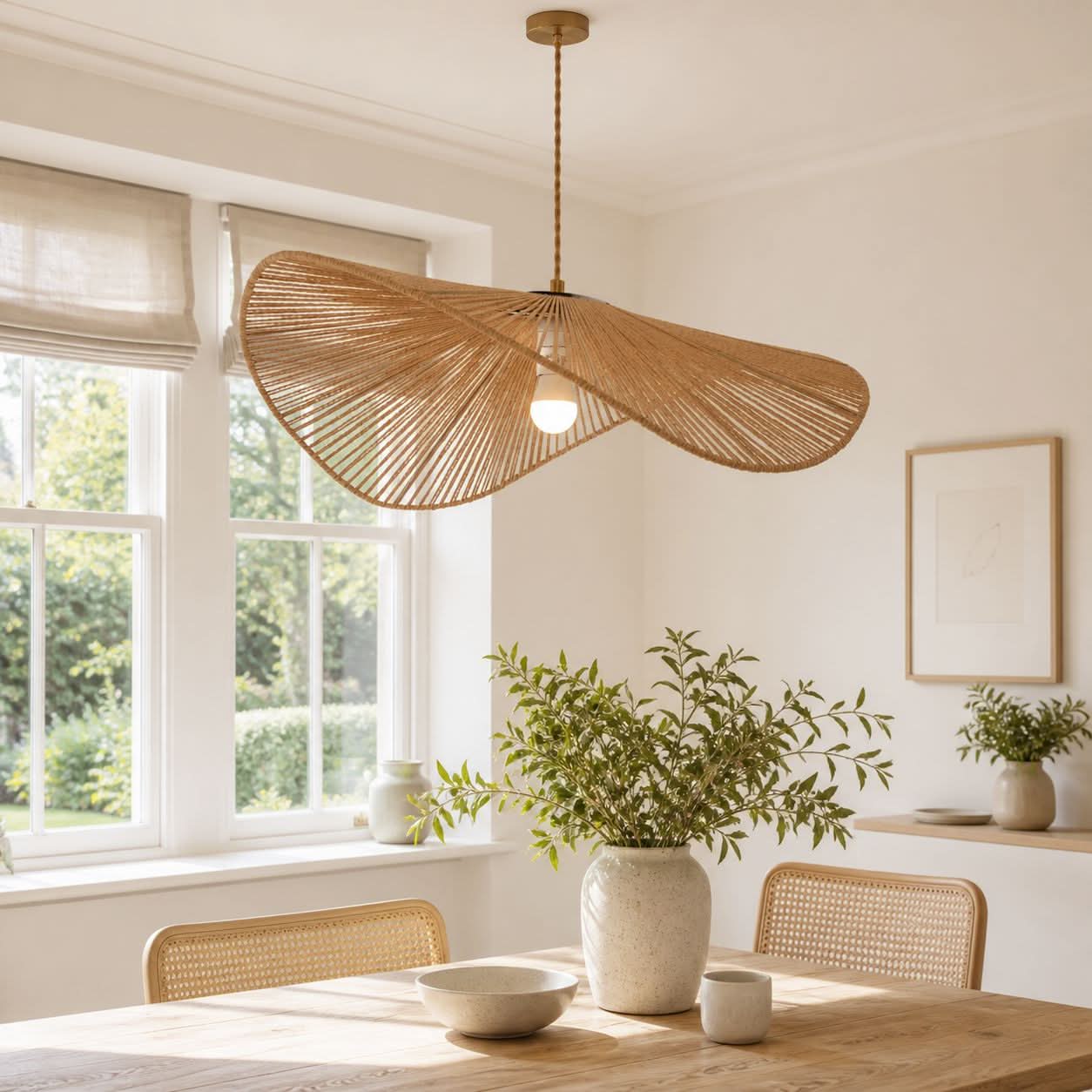 Lightsin Vintage Simple Creative Handwoven Hemp Rope Pendant Light Fixture