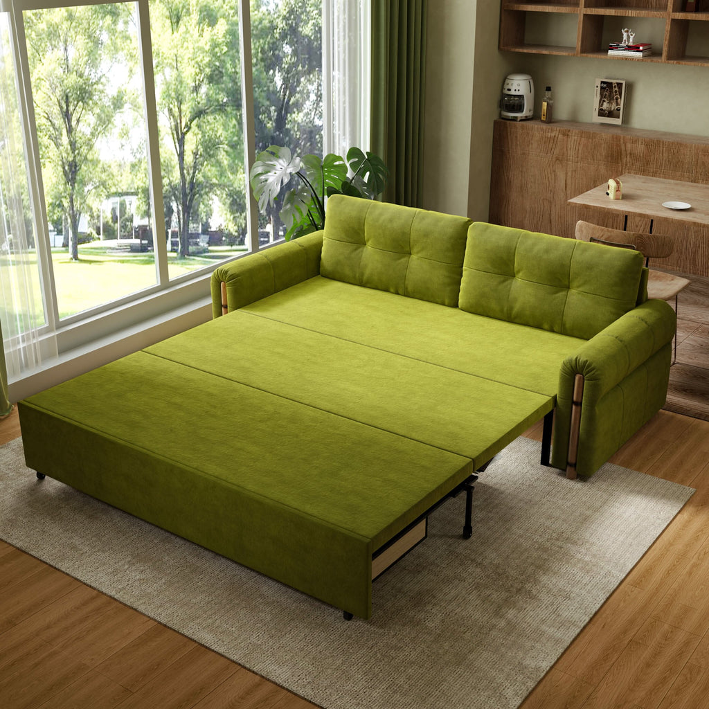 Cottonfy Vintage Pet Friendly Bamboo Design Sofa Bed with Storage