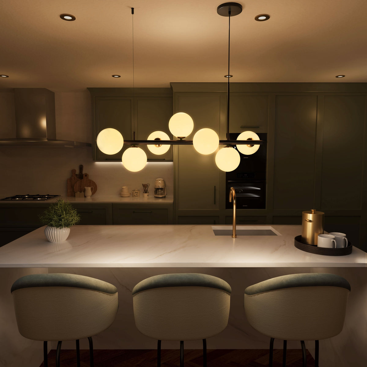 Lightsin Cumulus - Modern Metal Chandelier with LED White Shade