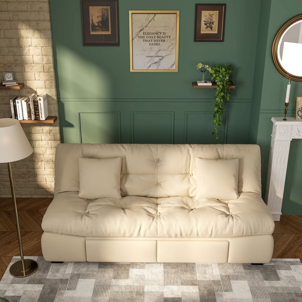 Cottonfy Upgrade Cream Cloud Double Folding Sofa Bed with Storage