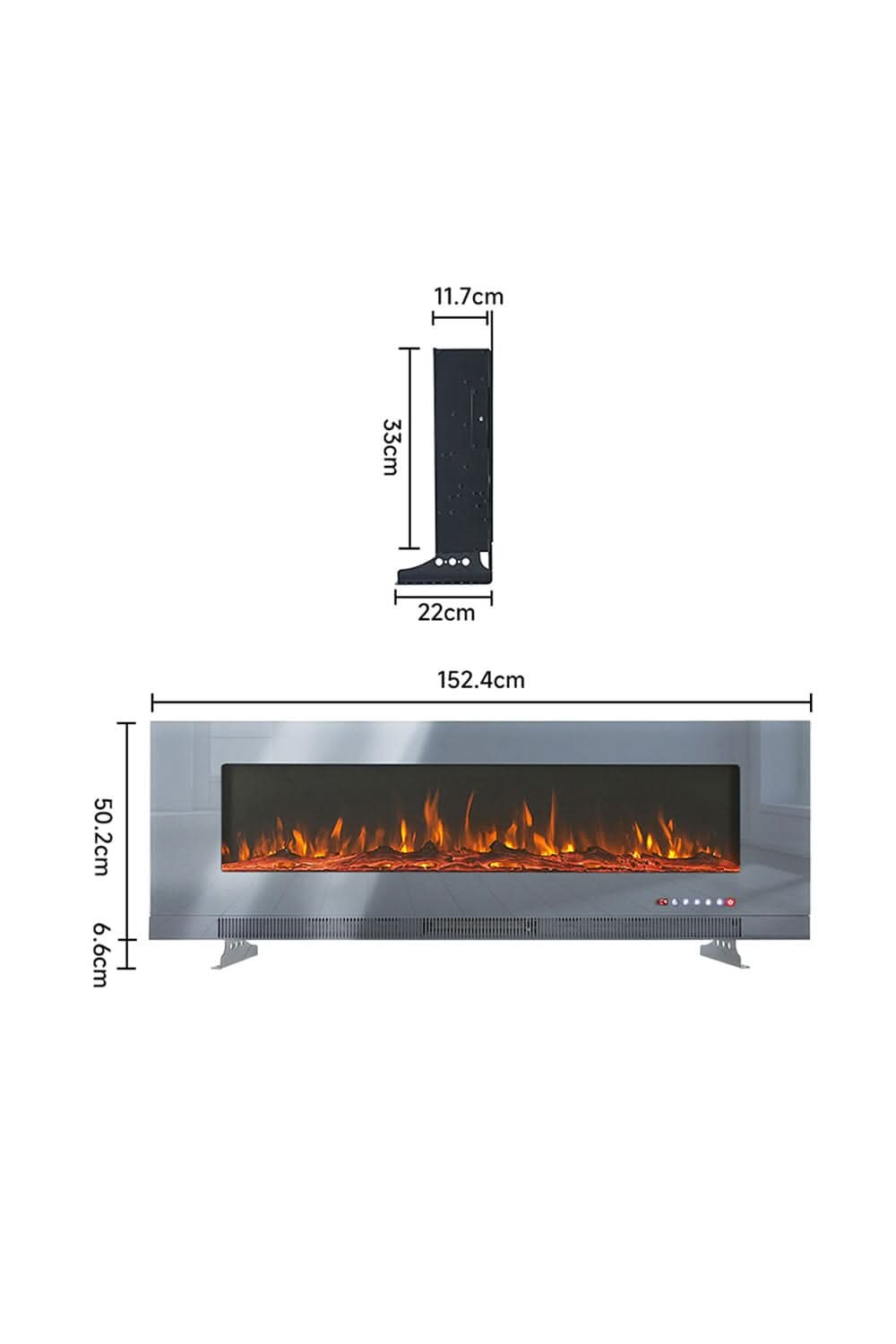 50/60 inch Electric Fireplace 5000 BTU Wall Mounted Fireplaces Heater