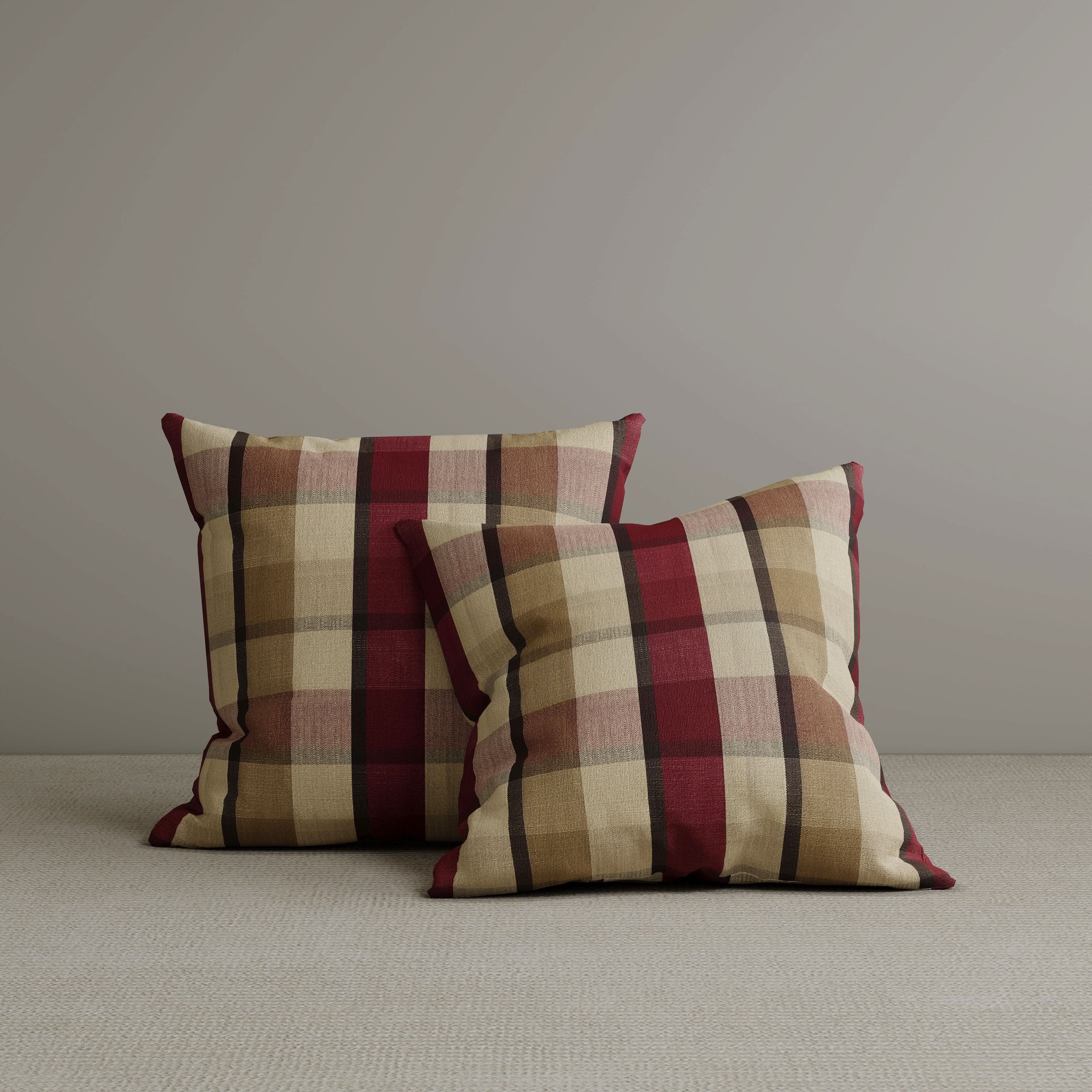 ‍Square Exclusive Design Cushion in Claret Red Check Cotton Linen, 45*45CM (100% off)