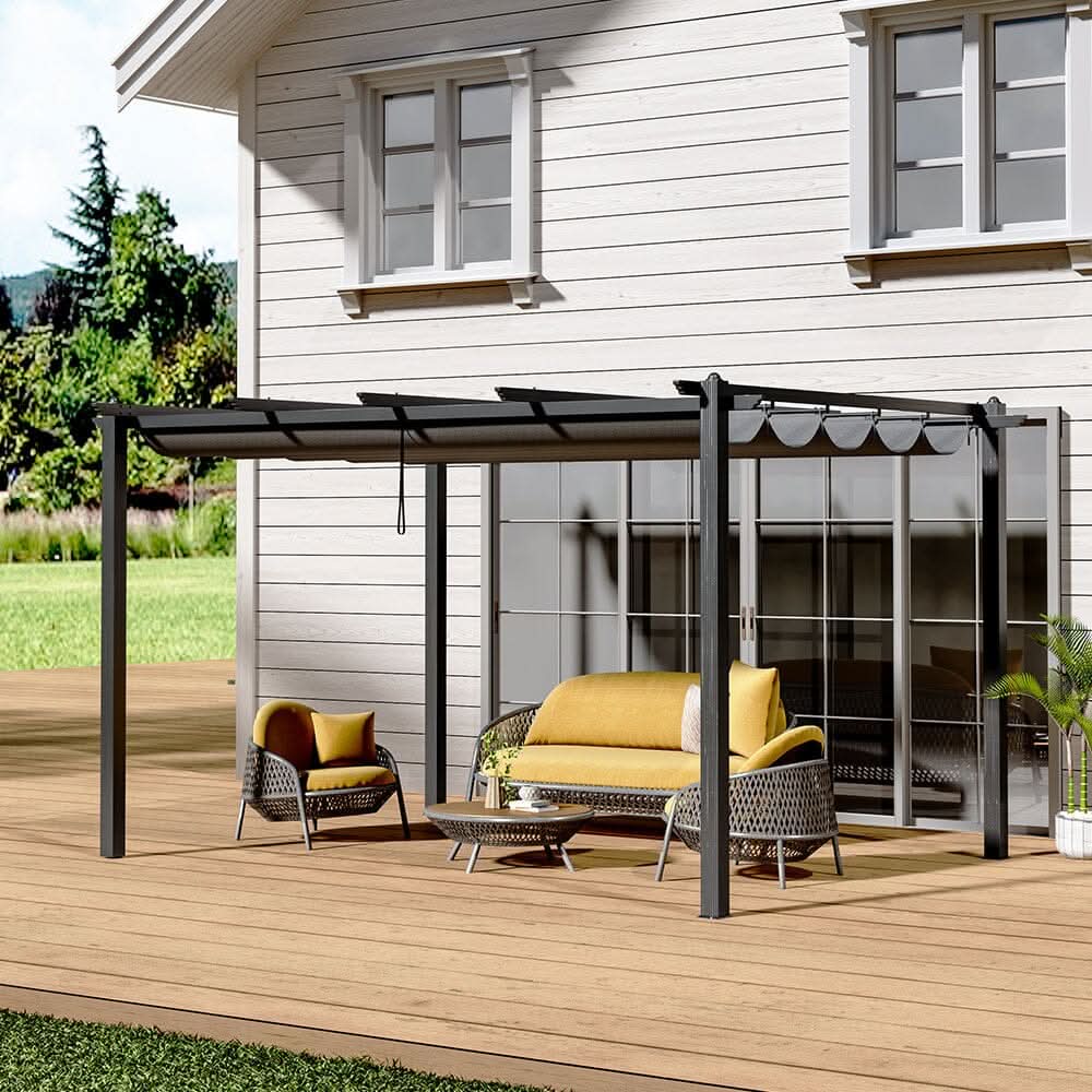9ft Aluminum Patio Pergola with Sun-Shade Canopy