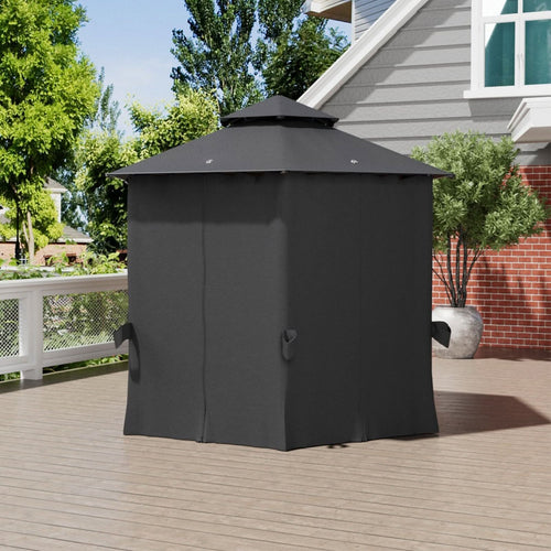 1.6x1.6x1.6m Dark Grey Hexagonal Shade Canopy with Fence