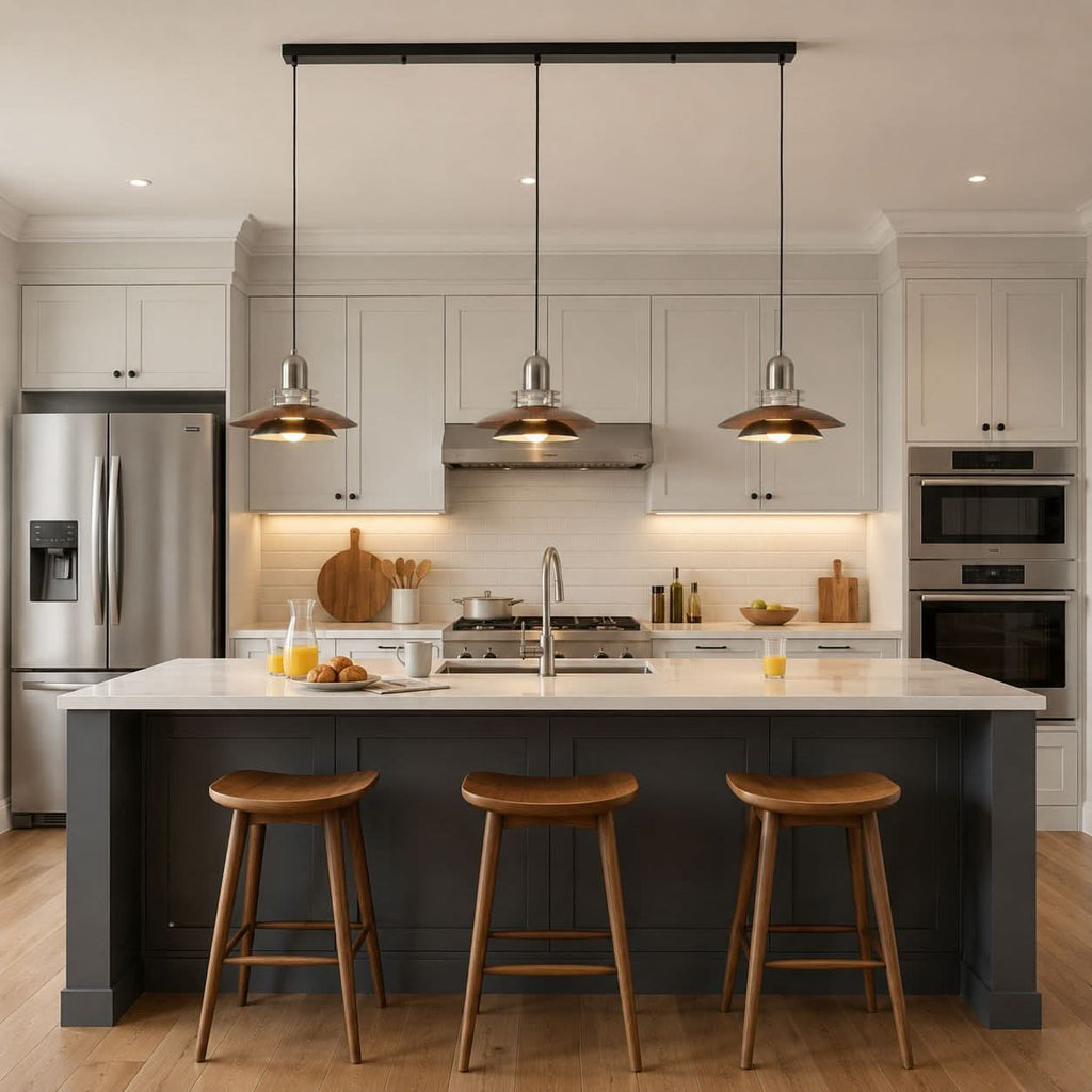 3-Light Walnut Iron Pendant Light | Adjustable E27 Ceiling Lamp