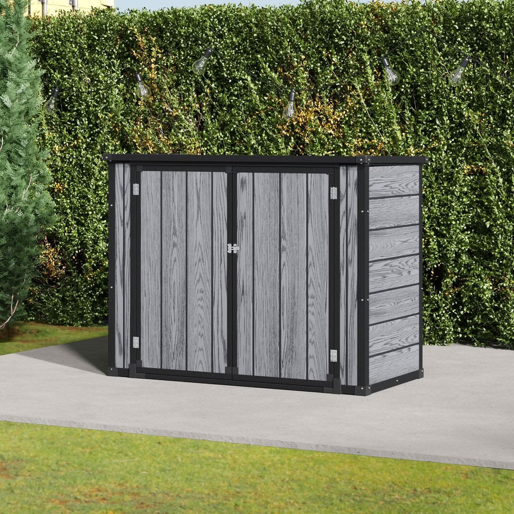 4x2ft Plastic Waterproof Grey Garden Tool Bicycle Storage Shed