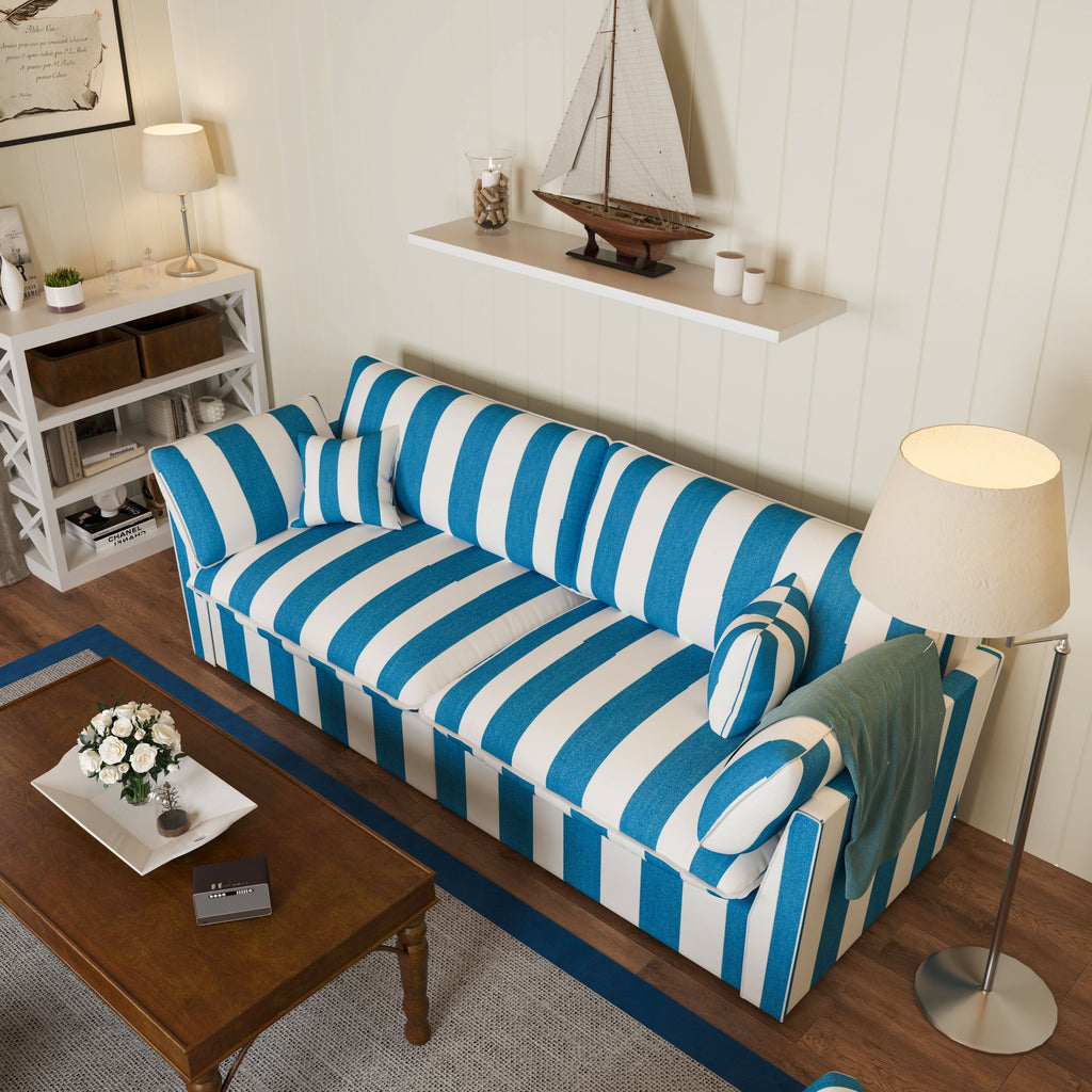 Cottonfy Retro Striped Fabric Handmade Sofa