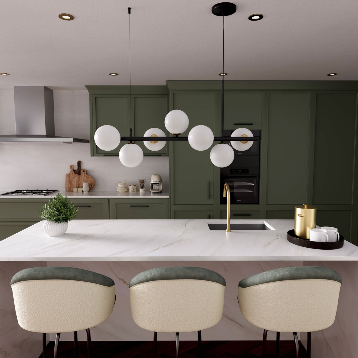 Lightsin Cumulus - Modern Metal Chandelier with LED White Shade