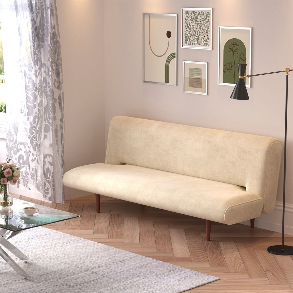 3 Seater Upholstered Sofa Bed Couch with Wood Legs