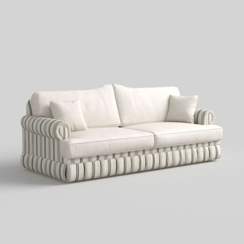 Cottonfy Heritage Plaid Skirted Sofa with Concealed Storage Drawers