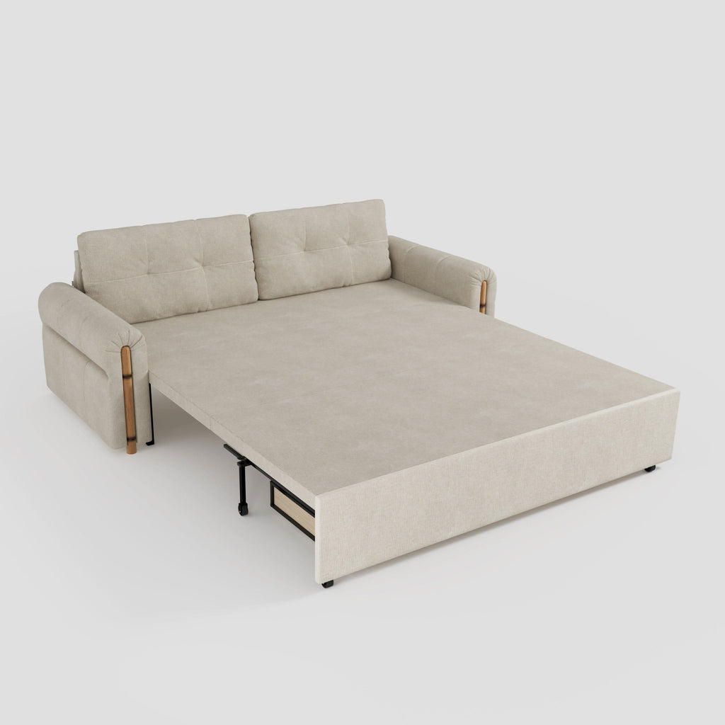 Cottonfy Vintage Pet Friendly Bamboo Design Sofa Bed with Storage