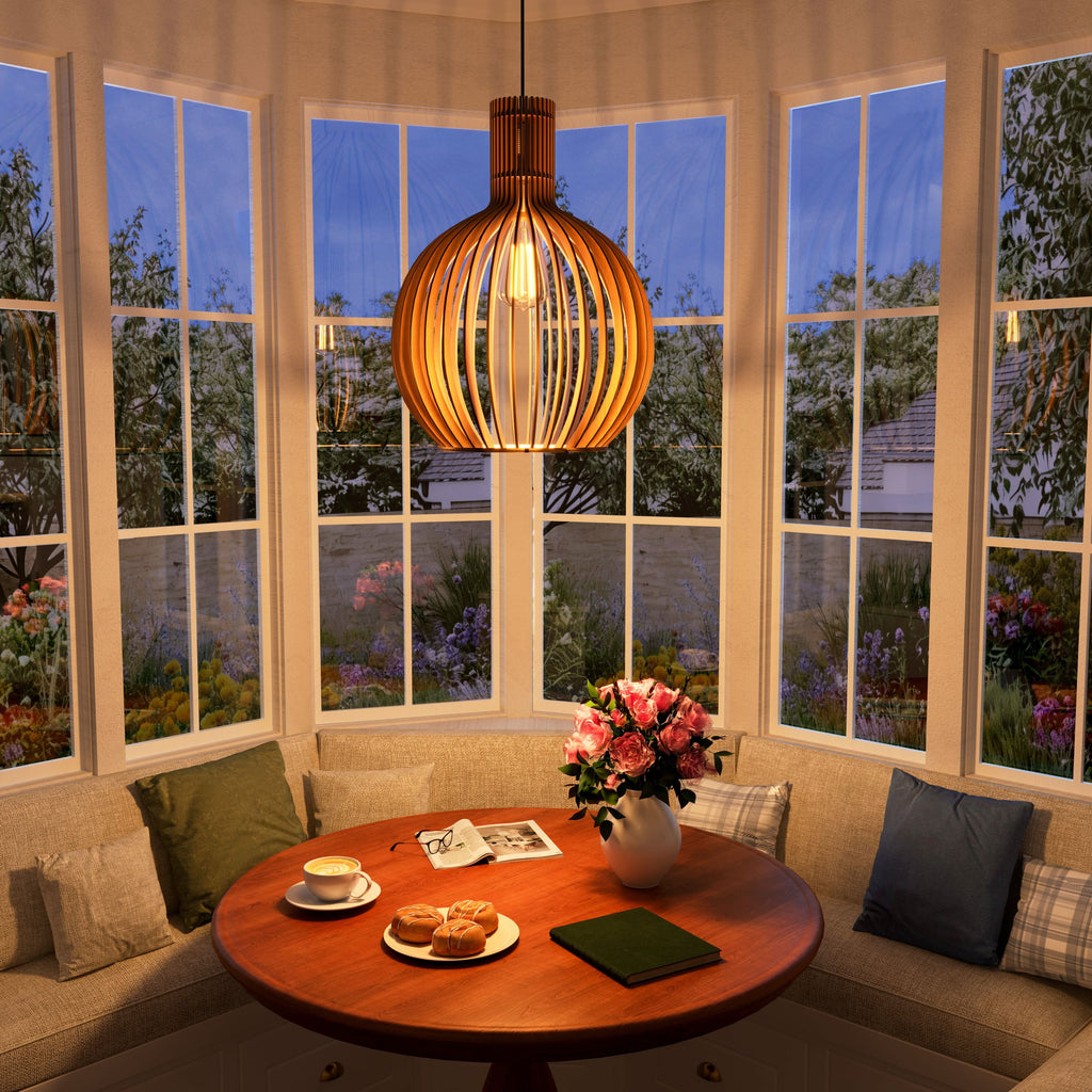 Lightsin Shadome-Scandinavian LED Wooden Birdcage Pendant Light