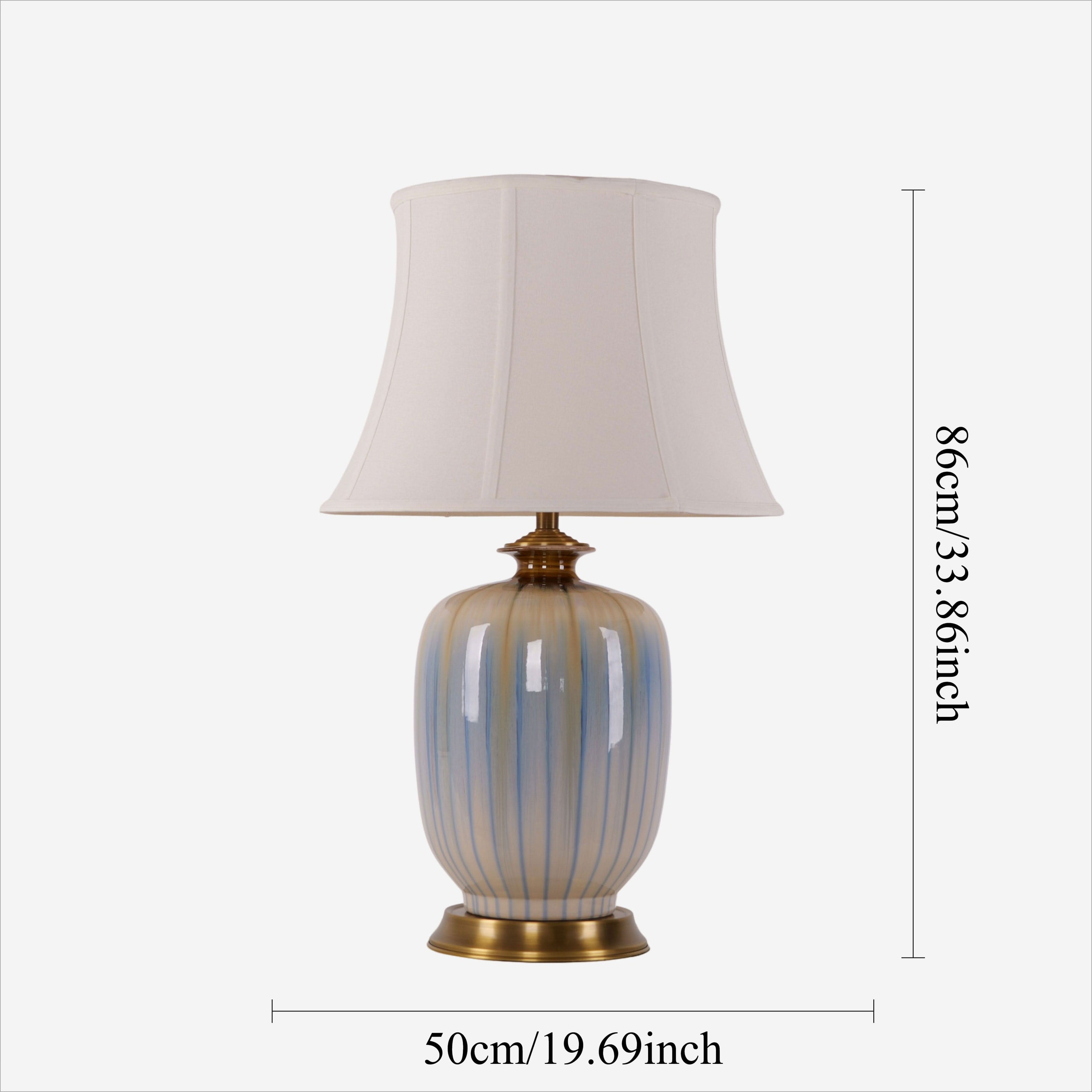 Lightsin Ceramic Table Lamp Artisan Blue Brushed Glaze Decorative Lighting