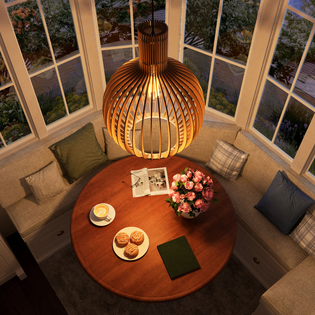 Lightsin Shadome-Scandinavian LED Wooden Birdcage Pendant Light