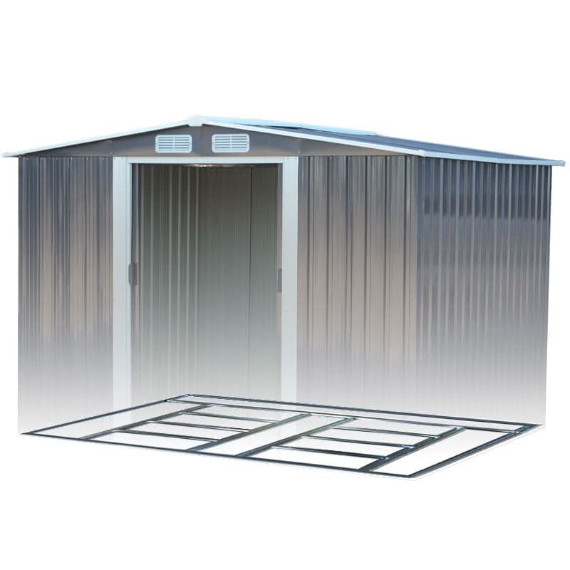 Waterproof 6x8/8x8/10x8/12x10ft Metal Shed with Gable Roof Charcoal Black/Green