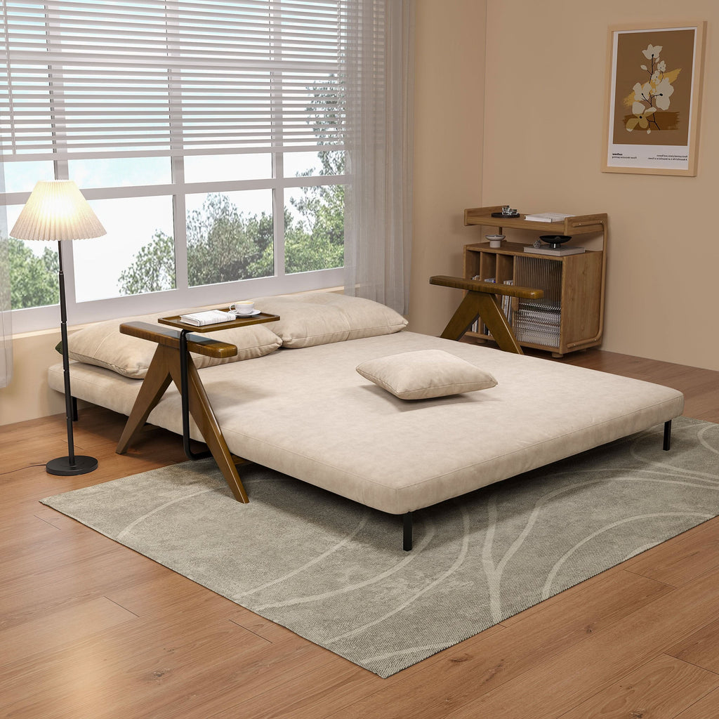 Cottonfy Foldable Matte Fabric Solid Wood 3 Mode Sofa Bed