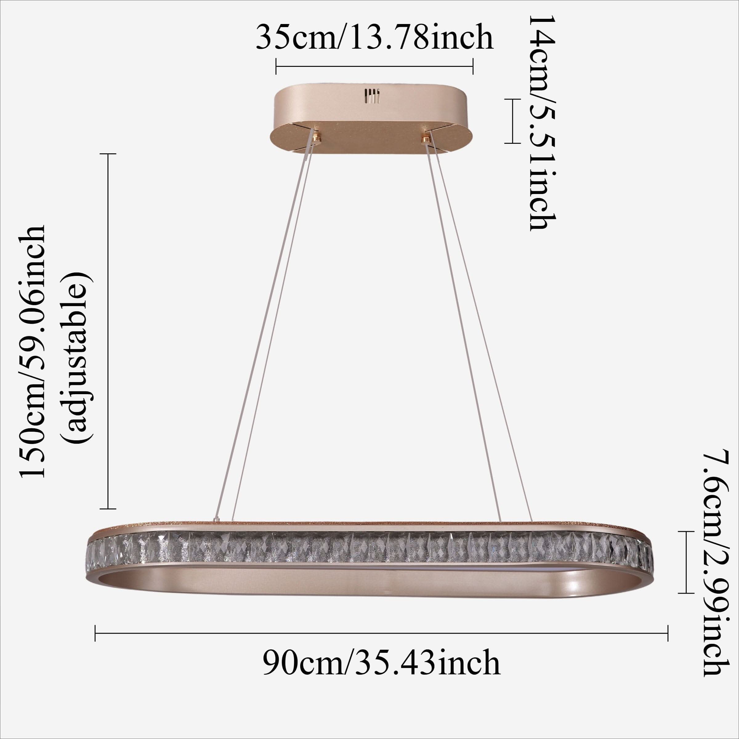 Lightsin Elegant Champagne Gold Oval Pendant Light with Crystal Accents