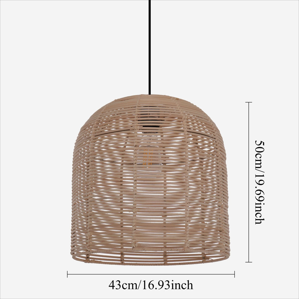 Lightsin Cella-Rustic Rattan Dome Pendant Light – Handwoven Ceiling Pendant Light for Living Room, Kitchen, and Modern Rustic Interiors