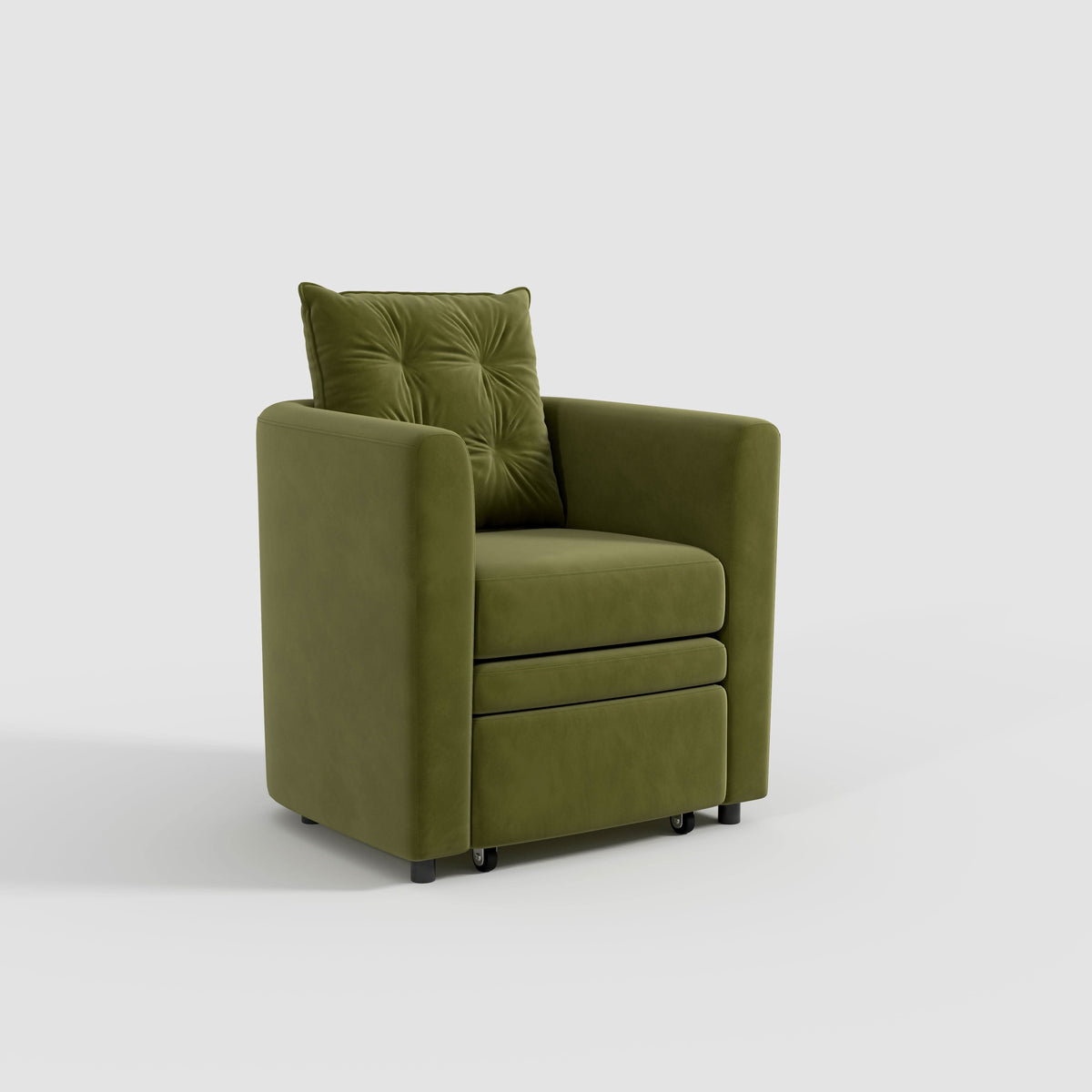 Cottonfy Green Velvet Armchair with Hidden Storage Footstool