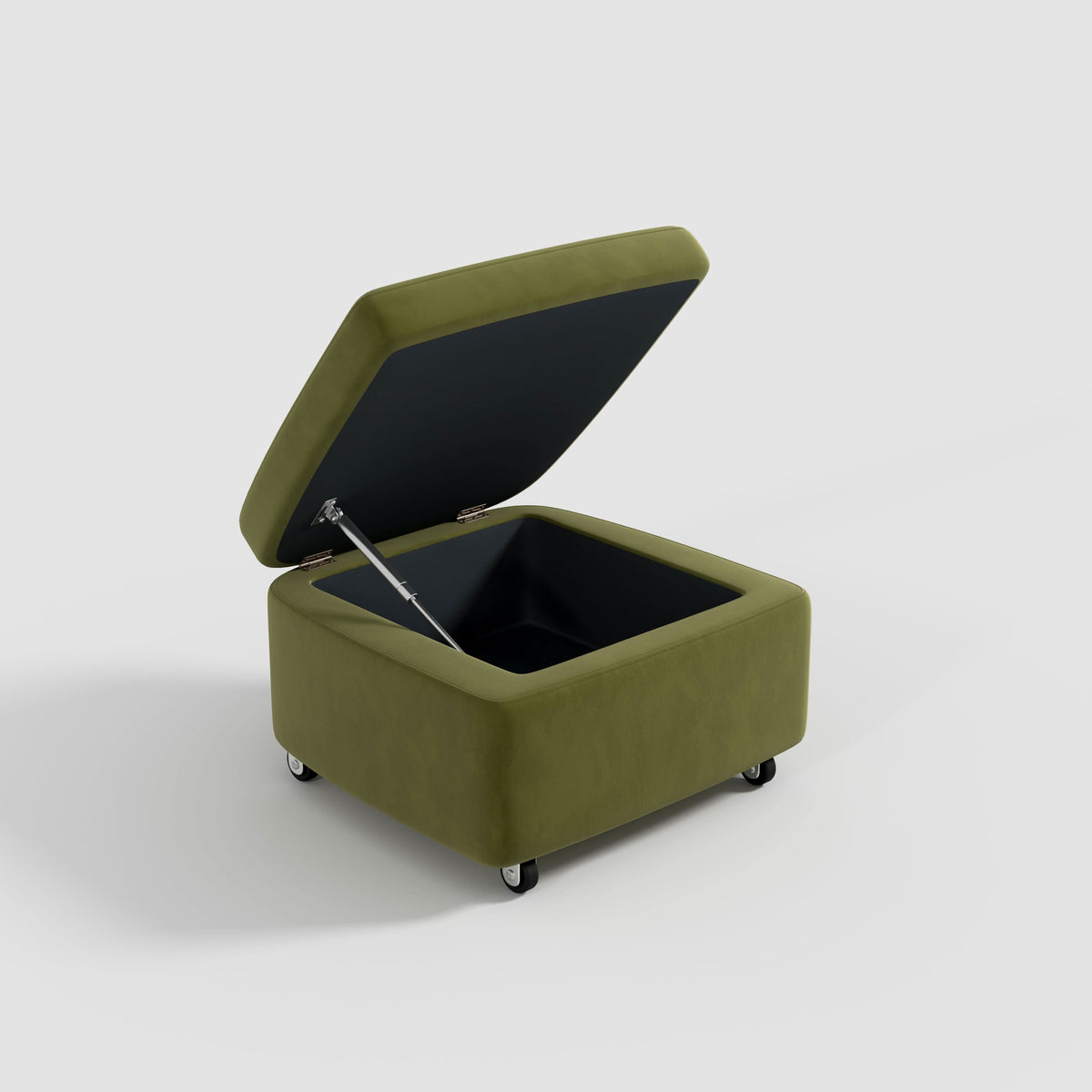 Cottonfy Green Velvet Armchair with Hidden Storage Footstool