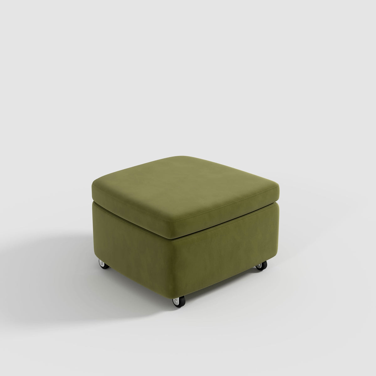 Cottonfy Green Velvet Armchair with Hidden Storage Footstool